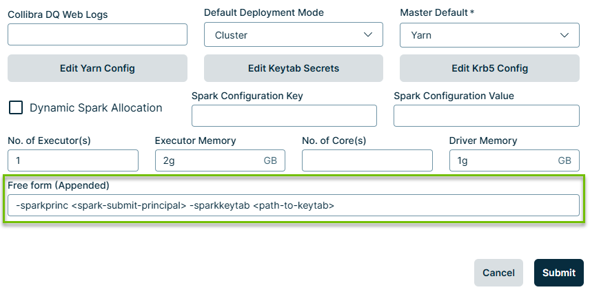 Edit Agent modal with Hadoop settings